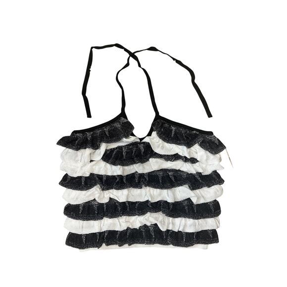Anthropologie NWT Maeve Black & White Halter Ruffle Sweater Tank Size S - Picture 4 of 7